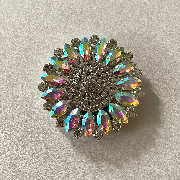 Prism Crystal Round Brooch Concho Handmade Magnetic Bag Charm - Picture 5 of 14